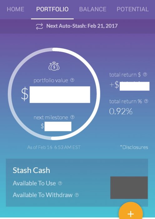 stash app - invest small amounts of money